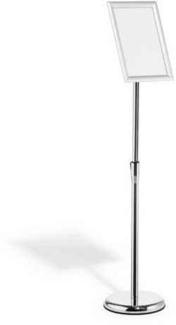 Podlahový informačný stojan s hlinníkovým klaprámom A4 , strieborný