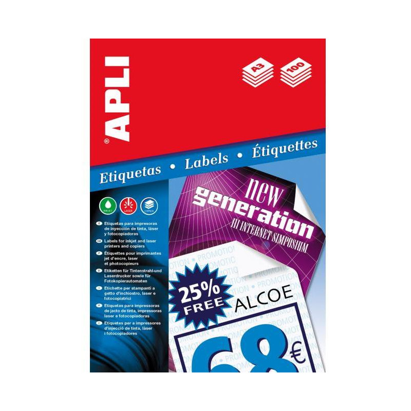 Etikety univerzálne 297x420mm Agipa A3 100 hárkov