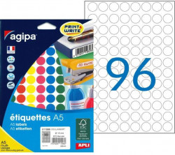 Etikety kruhové 15mm Agipa A5 mix 5 farieb