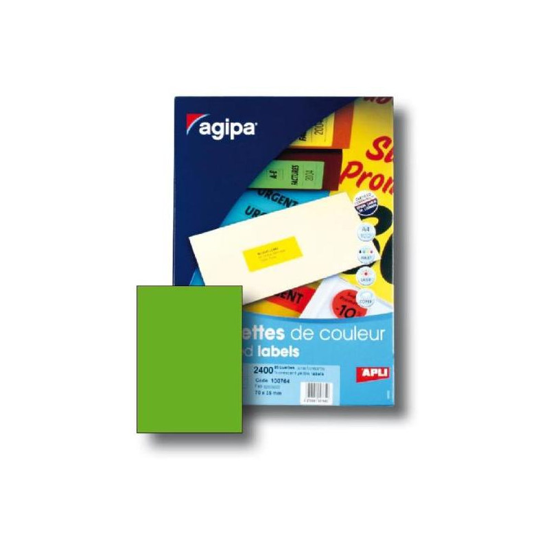 Etikety farebné 210x297mm APLI A4 100 hárkov fluo zelené