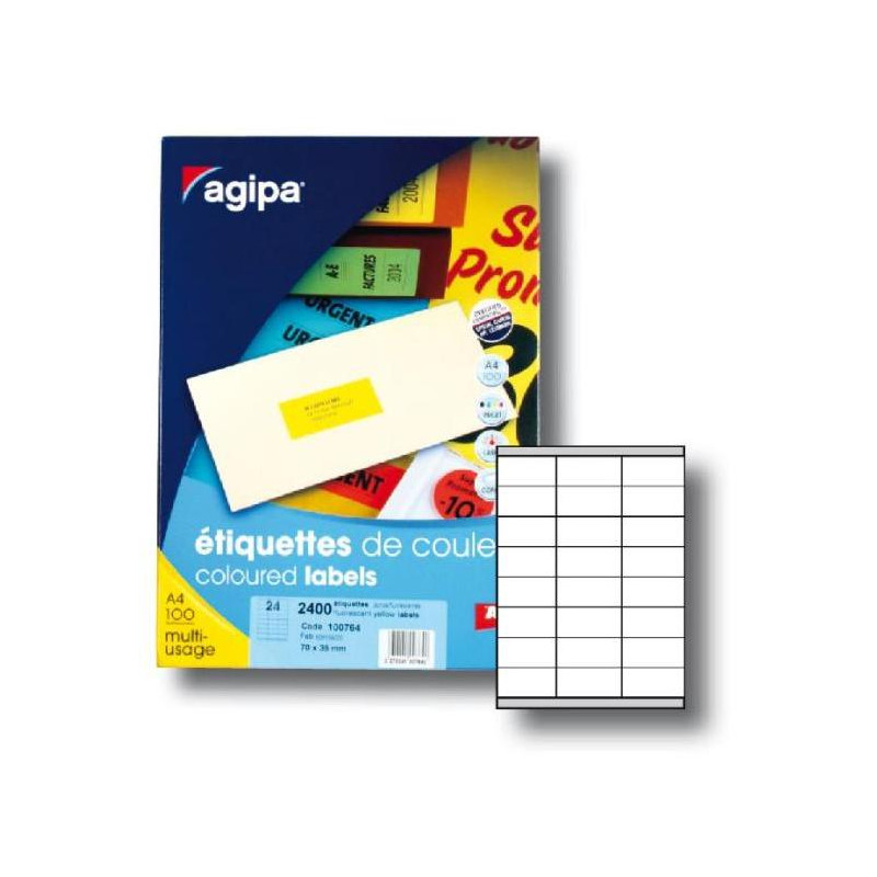 Etikety farebné 70x35mm APLI A4 100 hárkov fluo žlté