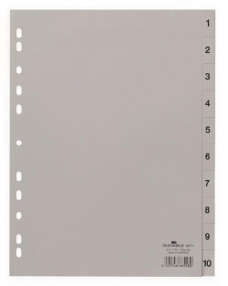 Plastový rozraďovač DURABLE 1-10 sivý