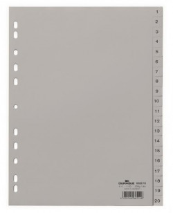 Plastový rozraďovač DURABLE 1-20 sivý