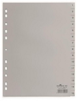 Plastový rozraďovač DURABLE 1-15 sivý