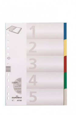 Plastový rozraďovač DURABLE 5-dielny farebný