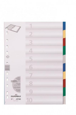 Plastový rozraďovač DURABLE 10-dielny farebný