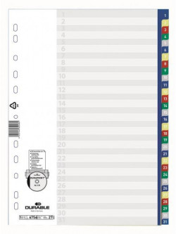 Plastový rozraďovač DURABLE 1-31 farebný