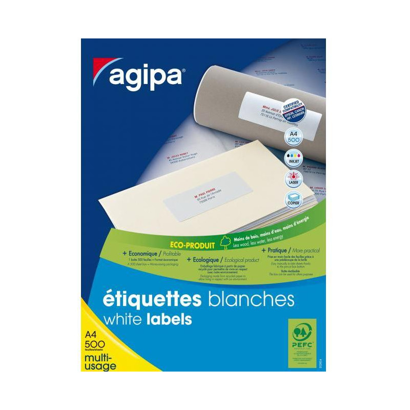 Etikety univerzálne 38x21,2mm Agipa A4 500 hárkov