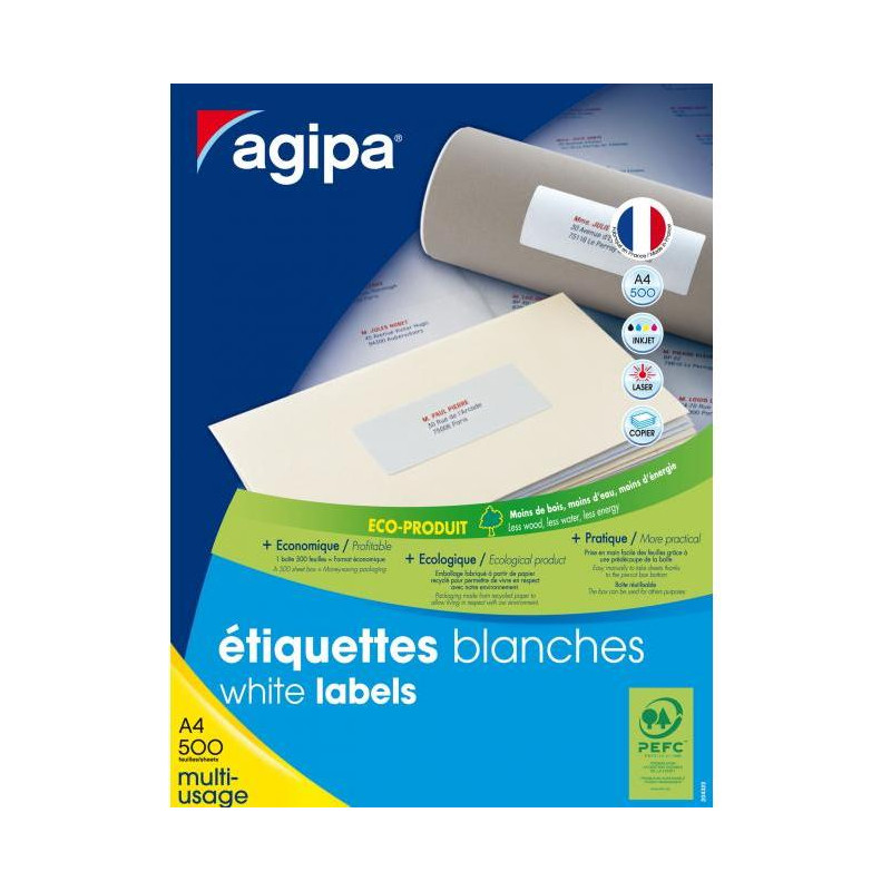 Etikety univerzálne 210x297mm Agipa A4 500 hárkov