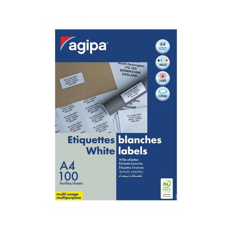 Etikety univerzálne 210x297mm Agipa A4 100 hárkov