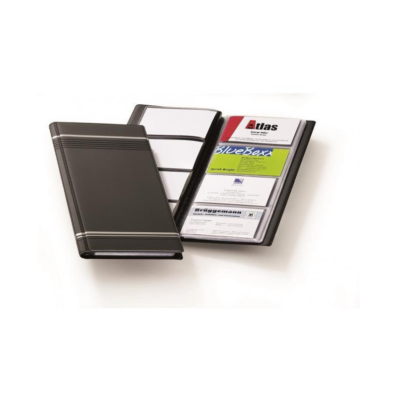 Vizitkár prenosný na 96 vizitiek VISIFIX s prúžkami čierny