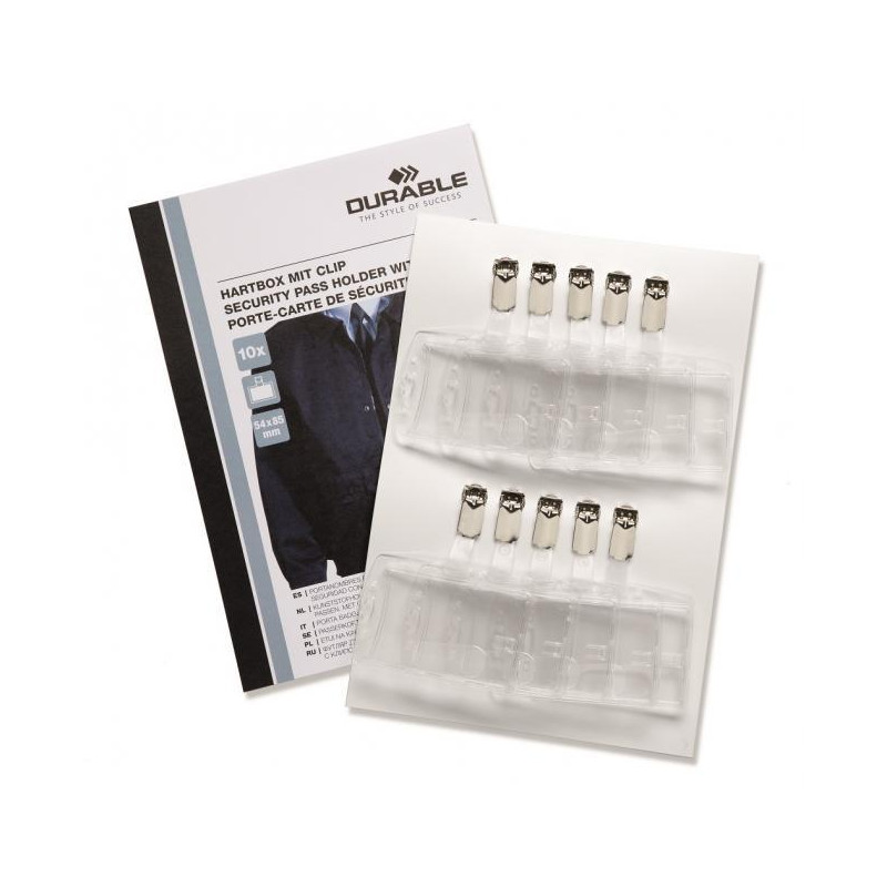 Visačka na plastovú kartu so štipcom DURABLE 85x54mm 10ks