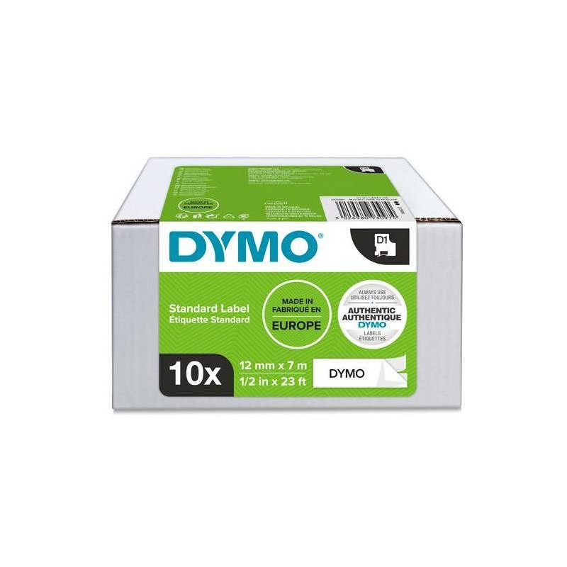 Samolepiaca páska Dymo D1 12 mm biela/čierna, 10ks