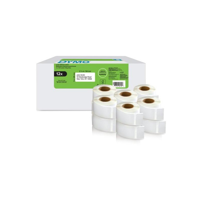 Samolepiace etikety Dymo LW 54x25mm spiatočné adresy biele 12 roliek