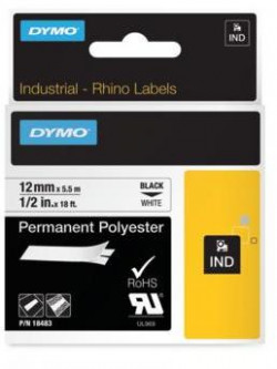 Permanentná polyesterová páska Dymo Rhino 12 mm biela/čierna