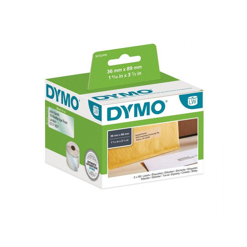 Samolepiace etikety Dymo LW 89x36mm adresné veľké číry plast
