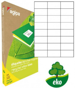 Etikety univerzálne recyklované 70x37mm Agipa A4 100 hárkov