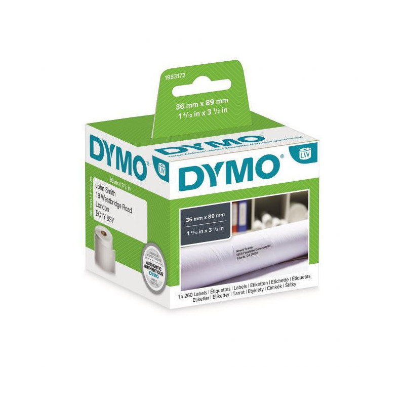 Samolepiace etikety Dymo LW 89x36mm adresné veľké biele 260ks