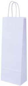 Papierová taška na víno, stáčané ušká, 140x80x390mm, biela