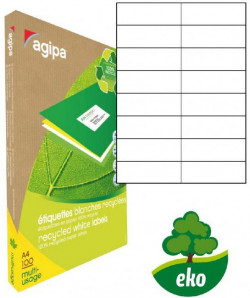 Etikety univerzálne recyklované 105x37mm Agipa A4 100 hárkov