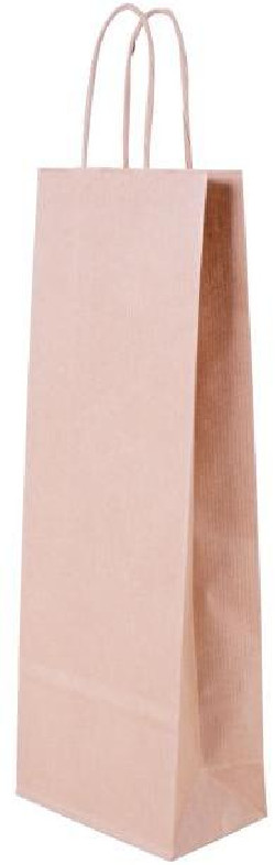 Papierová taška na víno, stáčané ušká, 140x80x390mm, hnedá
