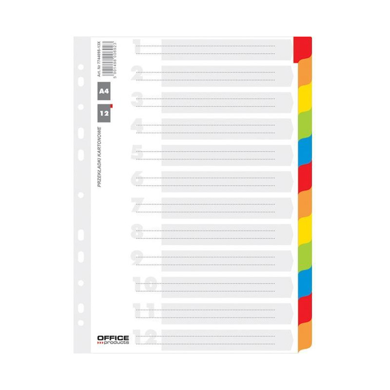 Kartónový rozraďovač Office Products 12-dielny biely