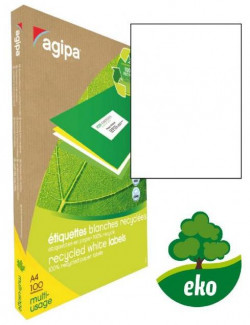 Etikety univerzálne recyklované 210x297mm Agipa A4 100 hárkov