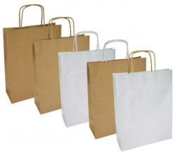 Papierová taška, stáčané ušká, 180x80x240mm, biela