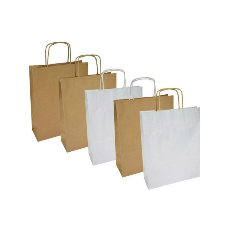 Papierová taška, stáčané ušká, 180x80x240mm, biela