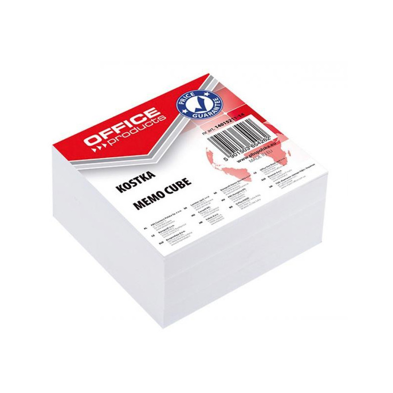 Blok kocka Office products nelepená biela, 85x85x40 mm