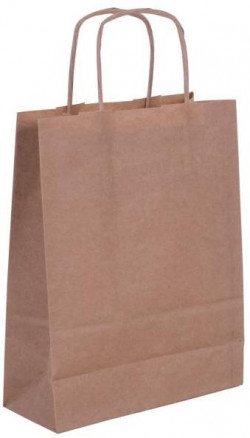 Papierová taška, stáčané ušká, 180x80x240mm, hnedá