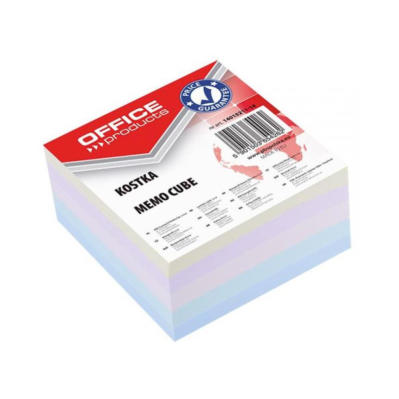 Blok kocka Office products lepená pastelová, 85x85x40 mm