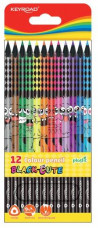 Farbičky trojhranné elastické KEYROAD čierne sada 12ks