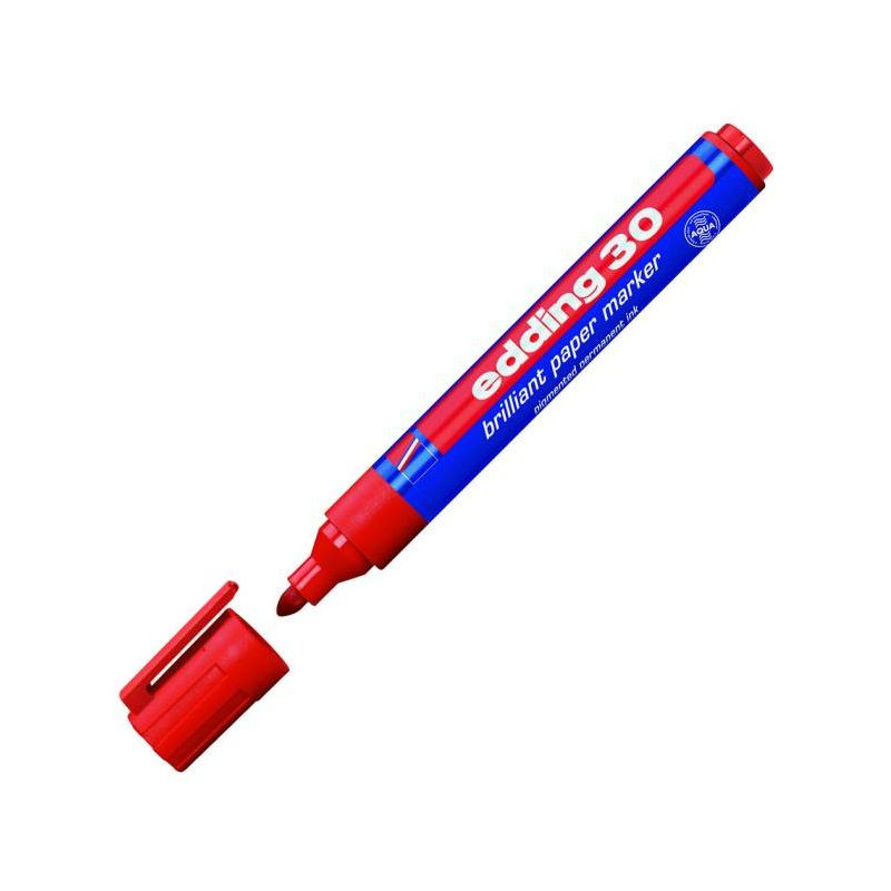 Lesklý popisovač edding 30 červený