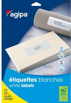 Etikety univerzálne na zakladače 190x60mm Agipa A4 20 hárkov