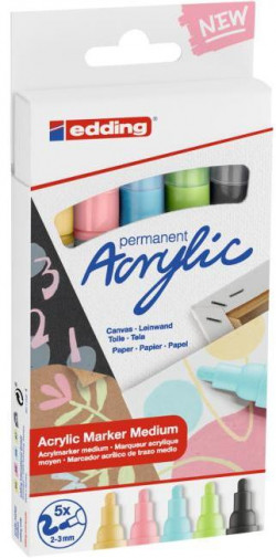 Sada akrylových popisovačov edding 5100 5f pastelové farby