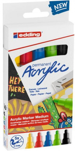 Sada akrylových popisovačov edding 5100 5f základné farby