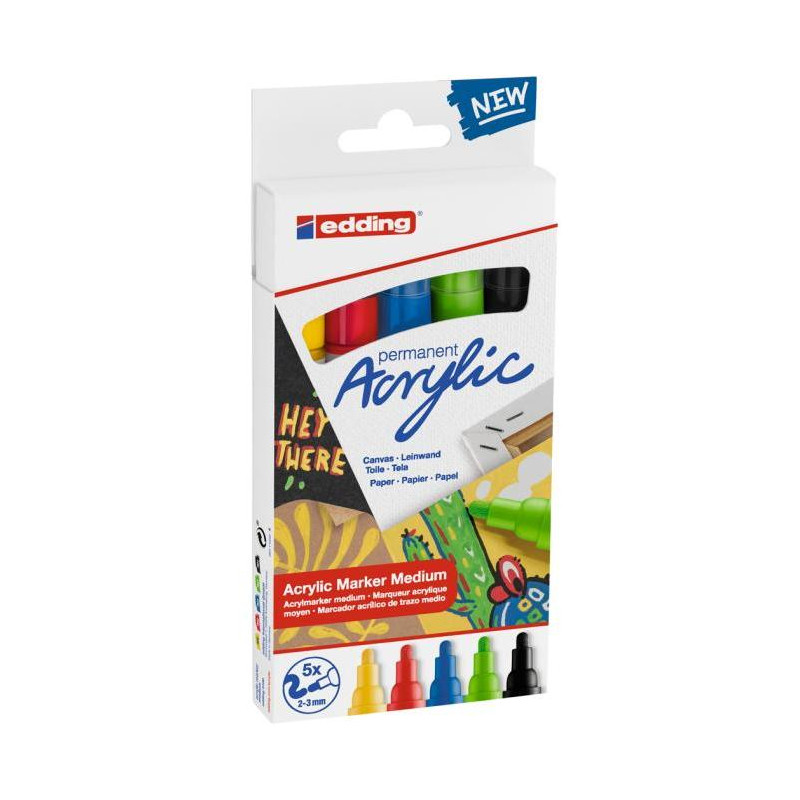 Sada akrylových popisovačov edding 5100 5f základné farby