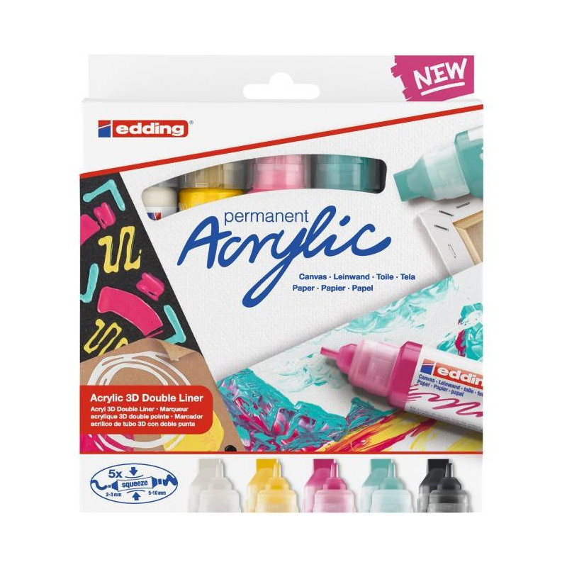 Obojstranná akrylová tuba edding 5400 3D súprava 5f pastelové farby