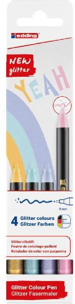 Sada popisovačov edding 1200/4S glitter,  pastelové farby