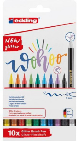 Sada popisovačov edding 1340/10S glitter, základné farby, vláknový hrot