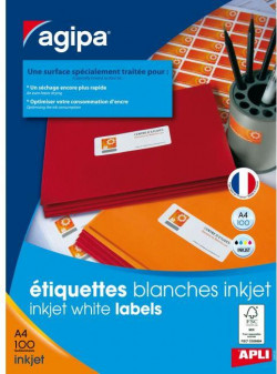 Etikety inkjet 63,5x33,9mm Agipa A4 100 hárkov