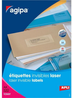 Etikety polyesterové priehľadné 210x297mm Agipa A4 laser 100 hárkov