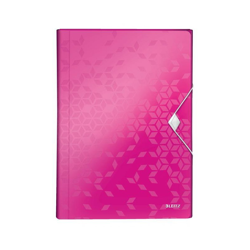 Aktovka plastová s priehradkami Leitz WOW metalická ružová