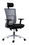 Kancelárska stolička Next s čiernym sedákom, operadlo sivá sieťovina