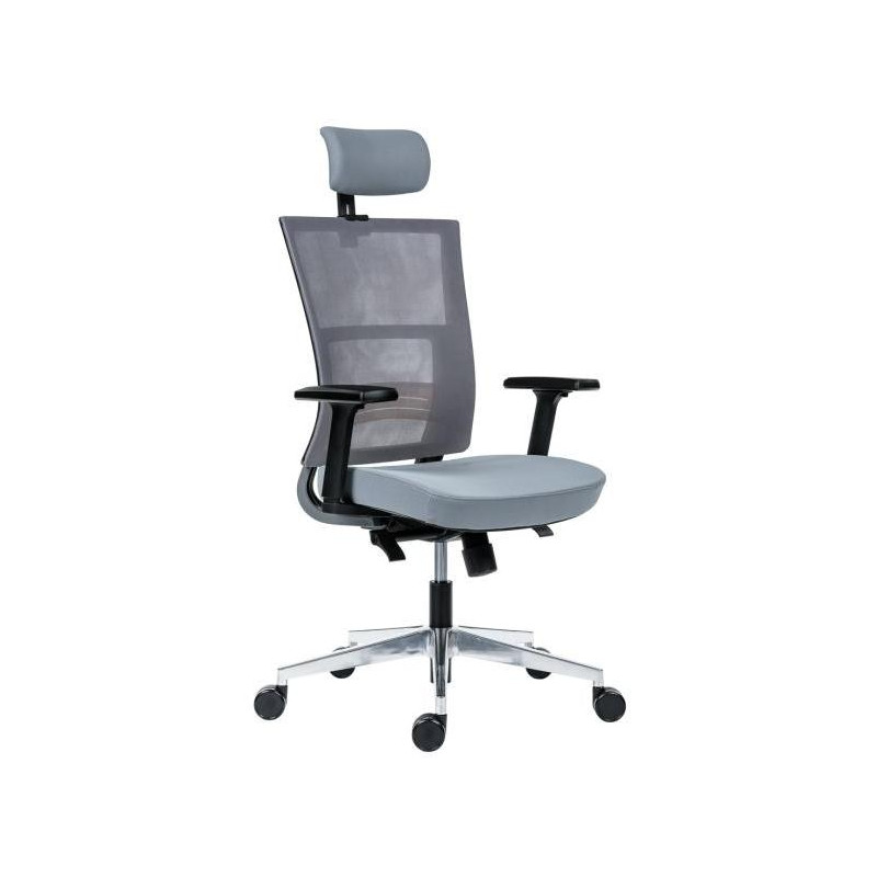 Kancelárska stolička Next so sivým sedákom, operadlo sivá sieťovina