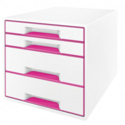 Zásuvkový box Leitz WOW so 4 zásuvkami ružový