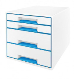 Zásuvkový box Leitz WOW so 4 zásuvkami modrý