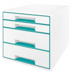 Zásuvkový box Leitz WOW so 4 zásuvkami ľadovo modrý