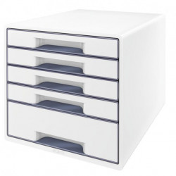 Zásuvkový box Leitz WOW s 5 zásuvkami sivý